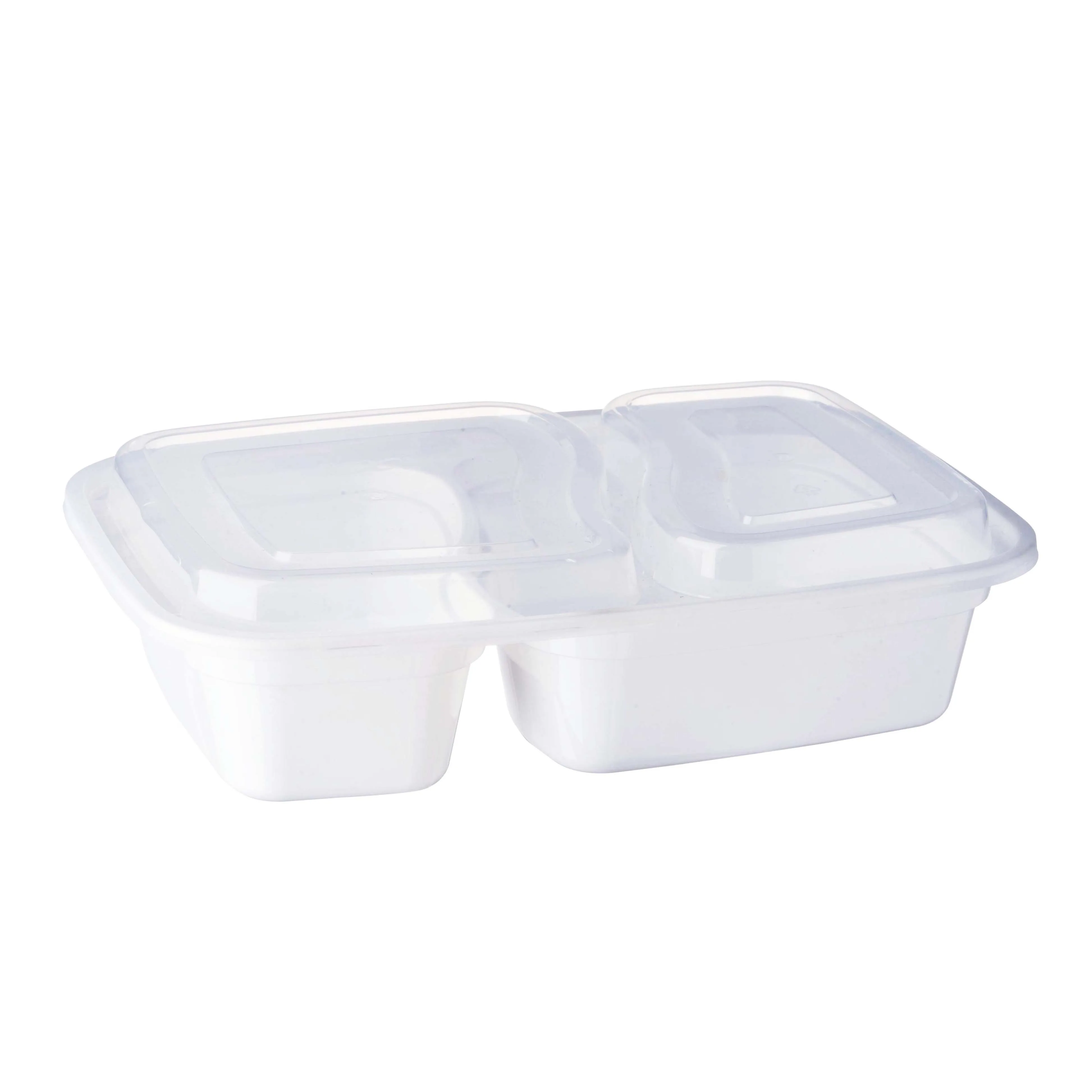 Takeaway Food Container Transparent Airtight PP Two Compartment Plastic Container Plastic Lunch Box Rectangle PP Lid YY 26oz 2C