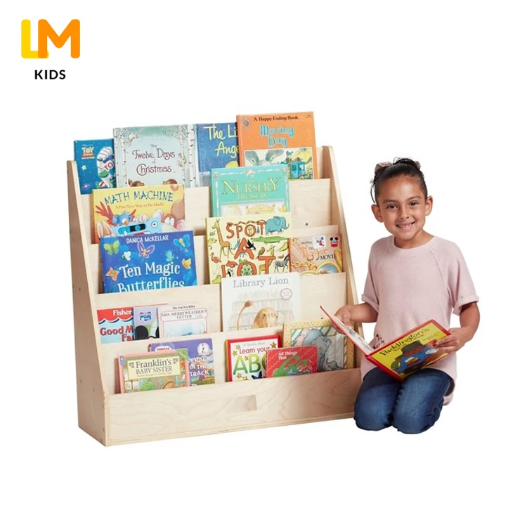 LM KIDS Custom Montessori Furniture Bookshelf Storage Assembly Book Rack kids bookshelf wood  Organizer kids Bookcase