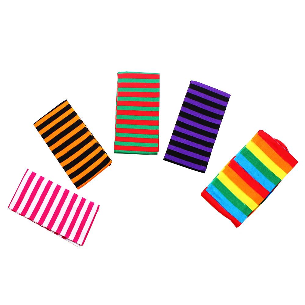 Необычный дизайн мода Радуга цветные полоски девушка чулки