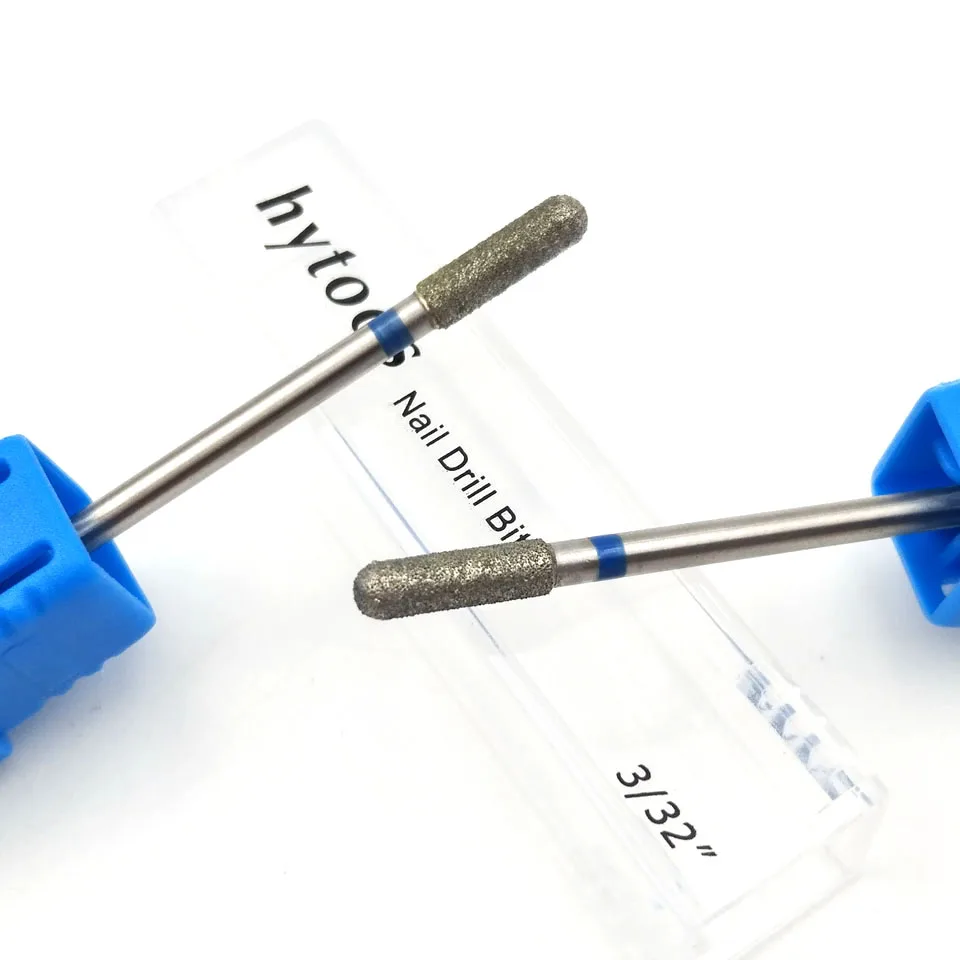 Алмазные сверла для ногтей HYTOOS, колонна, вращающаяся фреза для кутикулы 3/32 дюйма, инструменты для маникюра, аксессуары для маникюра