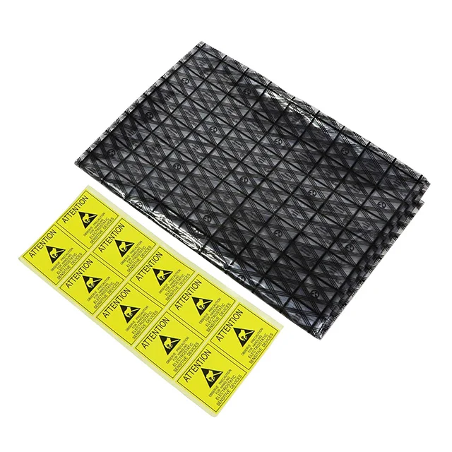 Factory Antistatic Black Conductive Grid Bag ESD Shielding Mesh Packaging EMP Faraday Cage Bag for PCB Motherboard Electronics