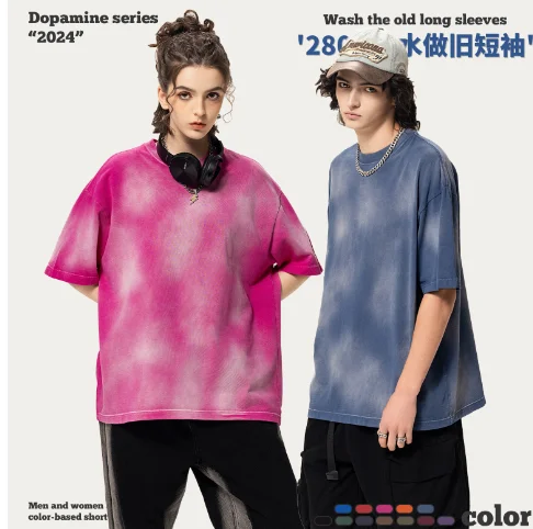 Blank acid wash plain t-shirts for printing 100% cotton high quality t shirt street wear vintage t shirt wholesale men clothing