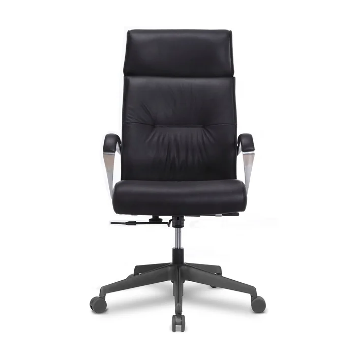 
PU leather adjustable height black soft armrests revolving boss chair with tilt 