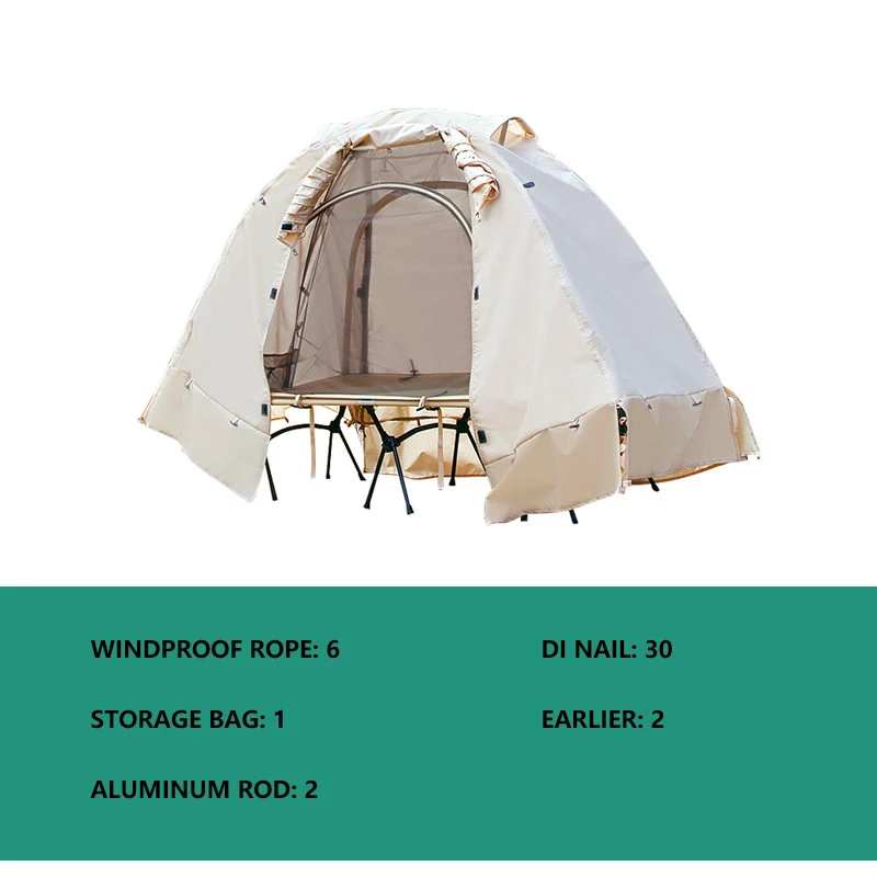 Outdoor Camping Off The Ground Single Tent Folding Aluminium Poles Double Weatherproof  Windproof Marching  Tent