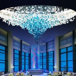 Hot Sale Indoor Decoration Custom Villa Hall Hotel Green LED Pendant Light Modern Crystal Chandelier