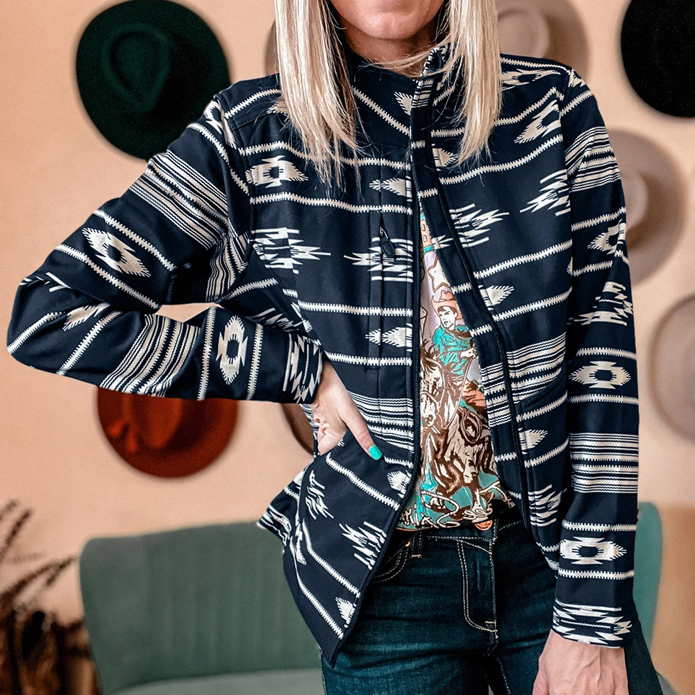 Fall Winter Private Western Cowgirl Vintage Aztec Clothes Clothing Stylish Womens Ladies Shacket Plaid Jackets For Women 2024