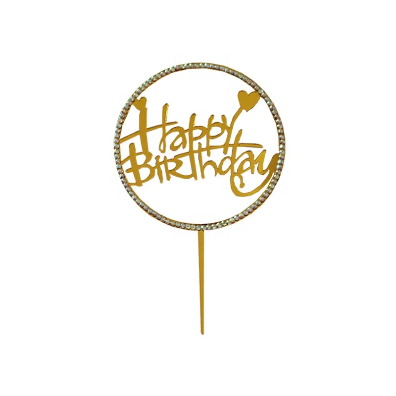 
Gold cake topper ,acrylic cupcake topper happy birthday cake decoration supplies 