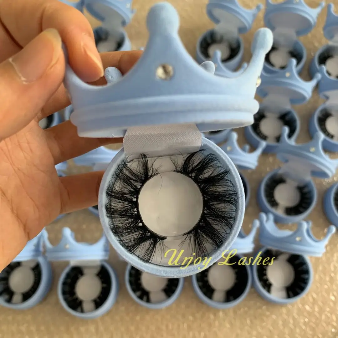 crown eyelashes package box lashes 3d mink wholesale vendor 2020 25mm eyelashes magnetic mink eye lash sets