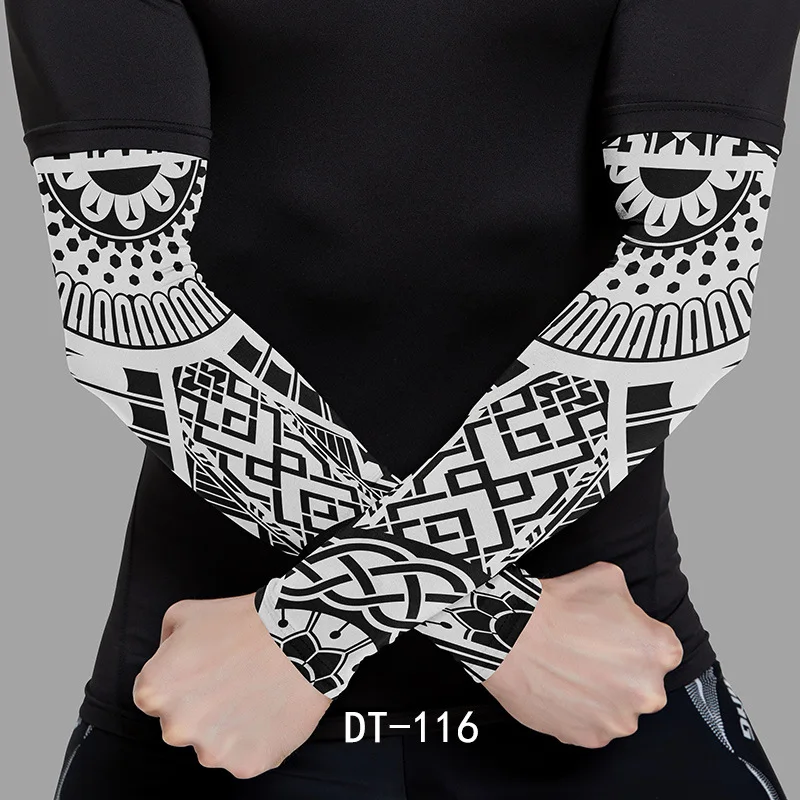 Custom UV Sun Protection Motorcycle Men Cooling Sports Running Cycling Ice Silk Tattoo Arm Sleeves For Men