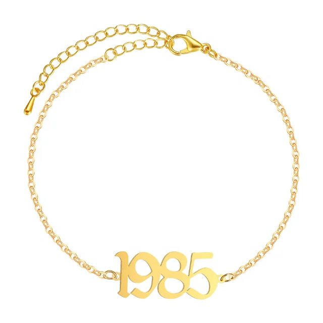 
2020 Fashion gold personalized number foot year anklet 