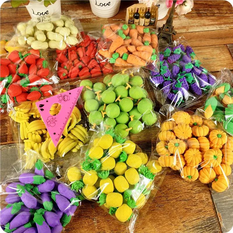Rubber Bag Cartoon Creative Fruit And Vegetable Shape Eraser Student Prizes Gifts Wholesale Eraser for School