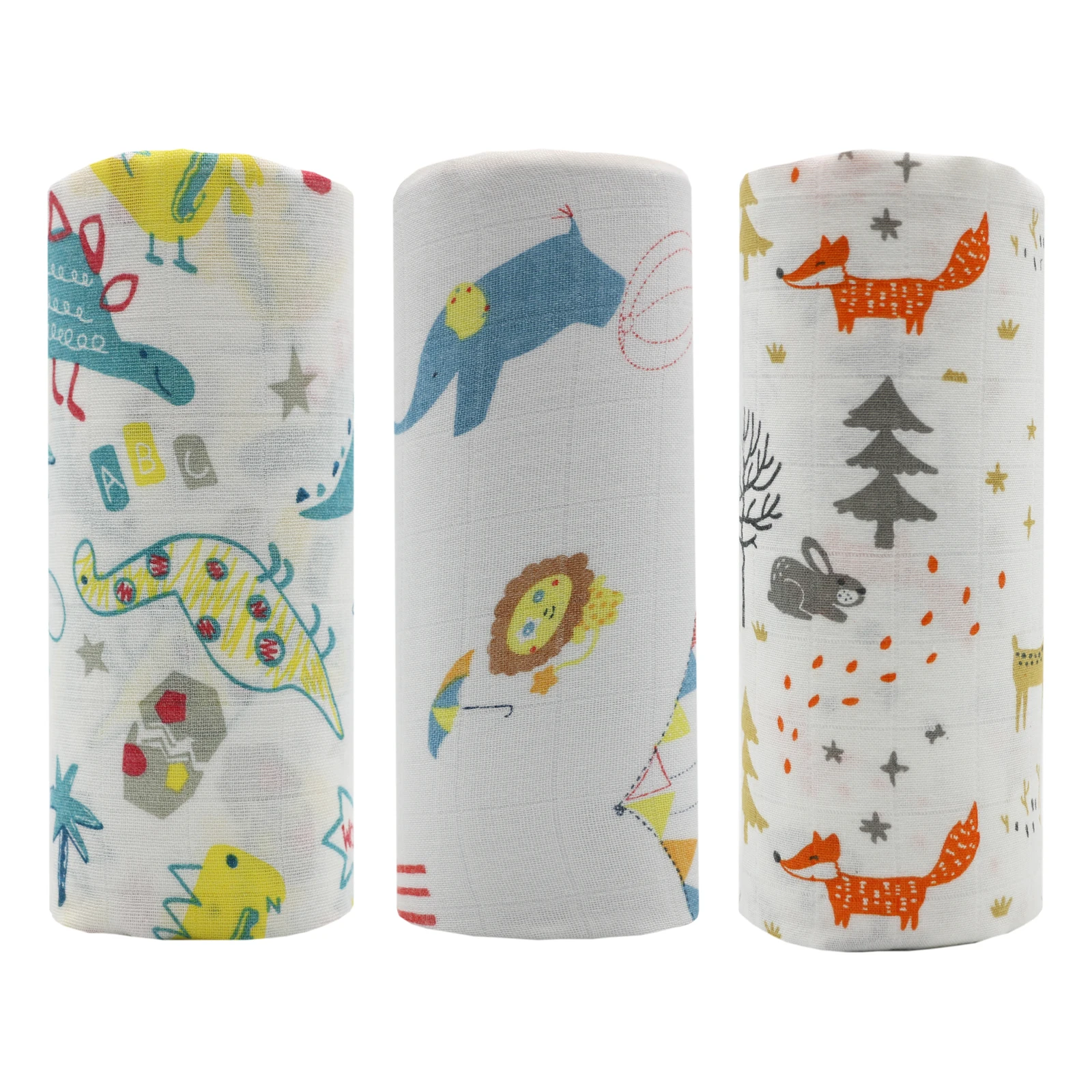 New Fashion Customizable Cute Printed 4 Layer 70% bamboo 30% cotton baby muslin blanket infant Swaddle Wrap gauze blanket