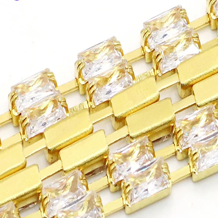 Jewelry Zircon Chain for Necklace Bracelet Waterproof Tarnish Free 18K Gold Plated Zirconia Copper Brass Chain for Necklace