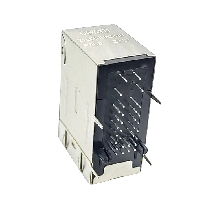 DGKYD21Q064DB2A4DP068 2X1 multi-port socket Gigabit Ethernet filter POE with light and shield RJ45 connector