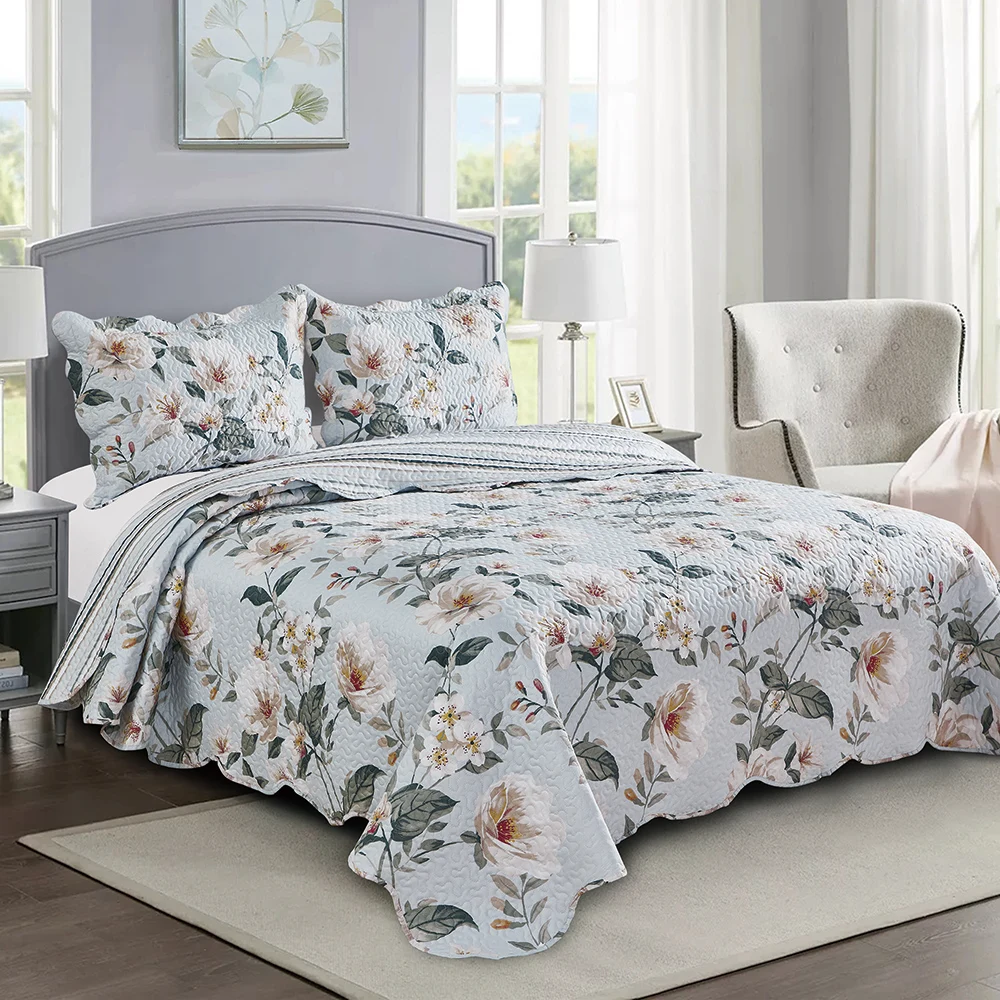 Home textiles vintage floral bedspreads set luxury printed customize coverlets quilt