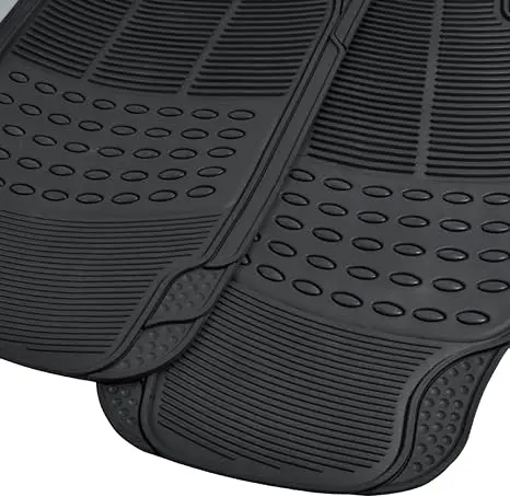 Muchkey Protection 4PCS Car PVC Mat Floor Universal 3D Carpet Odorless Durable Black Deep Dish Trim-To Fit Rubber Mats For Car