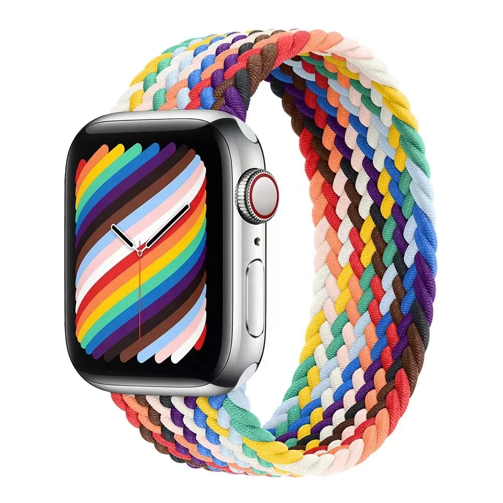 Rainbow 38 40 42 44 mm mm braided wristband designers nylon watch band sport ring luxury apple watch band