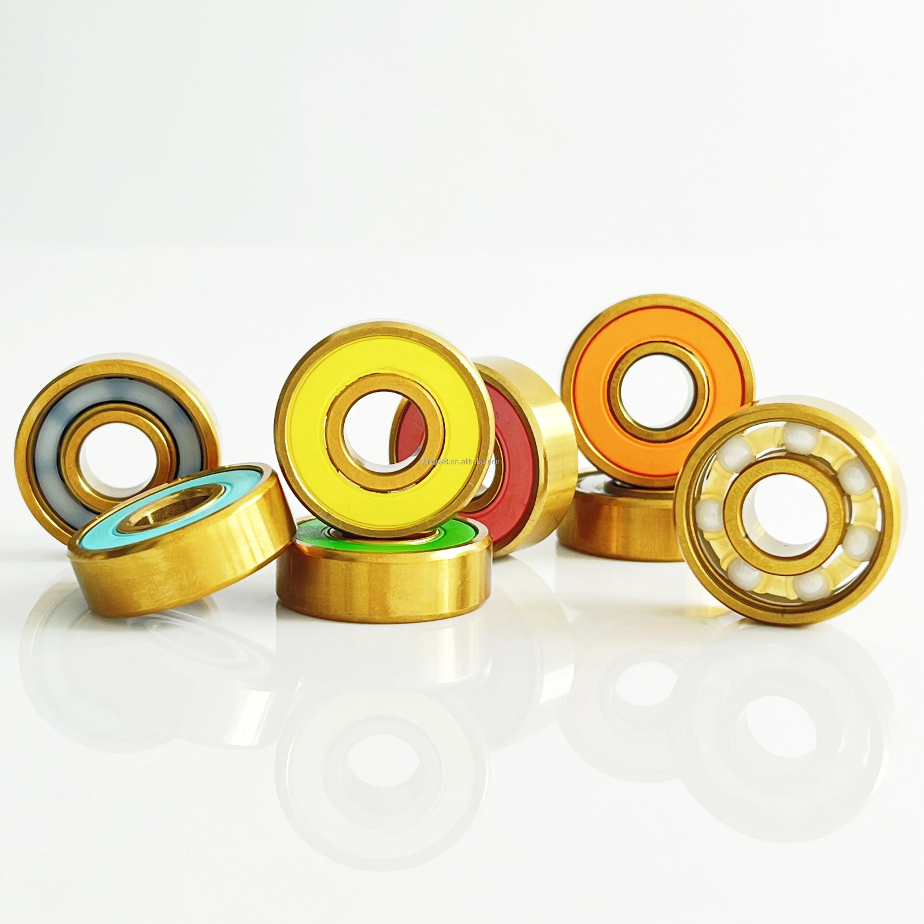 Skate Roller Bearings Gold Titanium Ceramic Ball Bearings Skateboard ABEC 9 High Speed Gold Skateboard Bearings