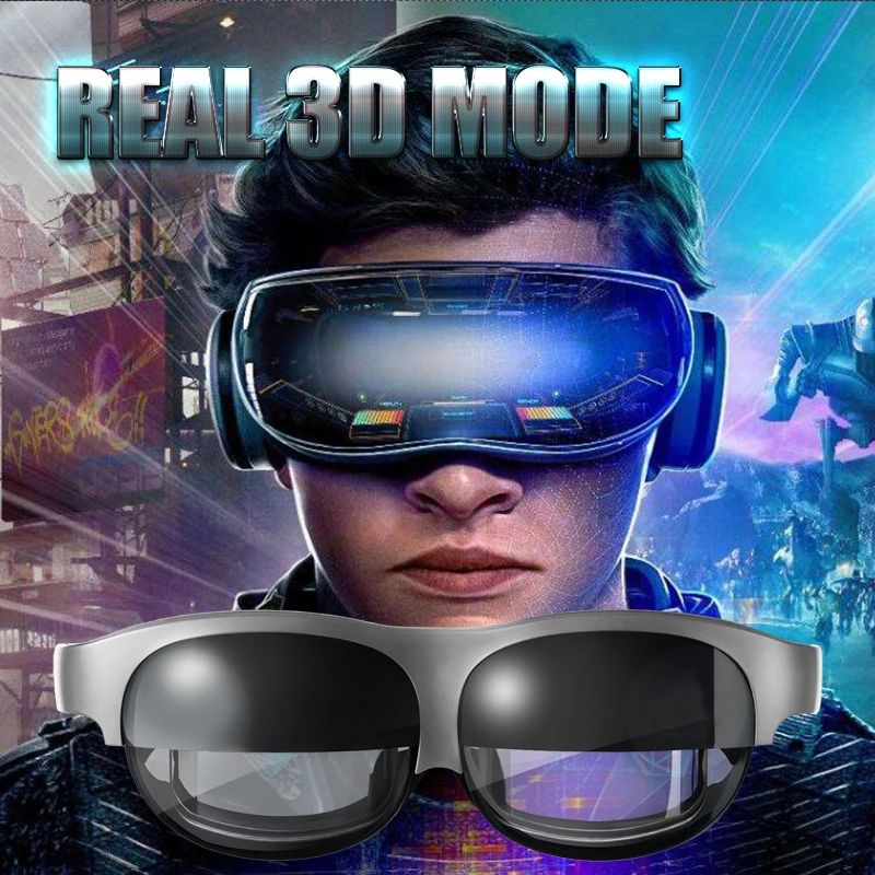  Black Grey Portable Cinema Smart Fiber 4K 3d VR AR Glasses Devices For Projector With
