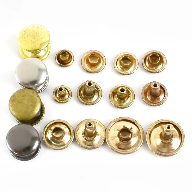 Meetee AP434 6-12mm Double-sided Rivets Clothing Accessories for Leather Bags Flat Round Nail Garment Snap Rivet Button Buckles