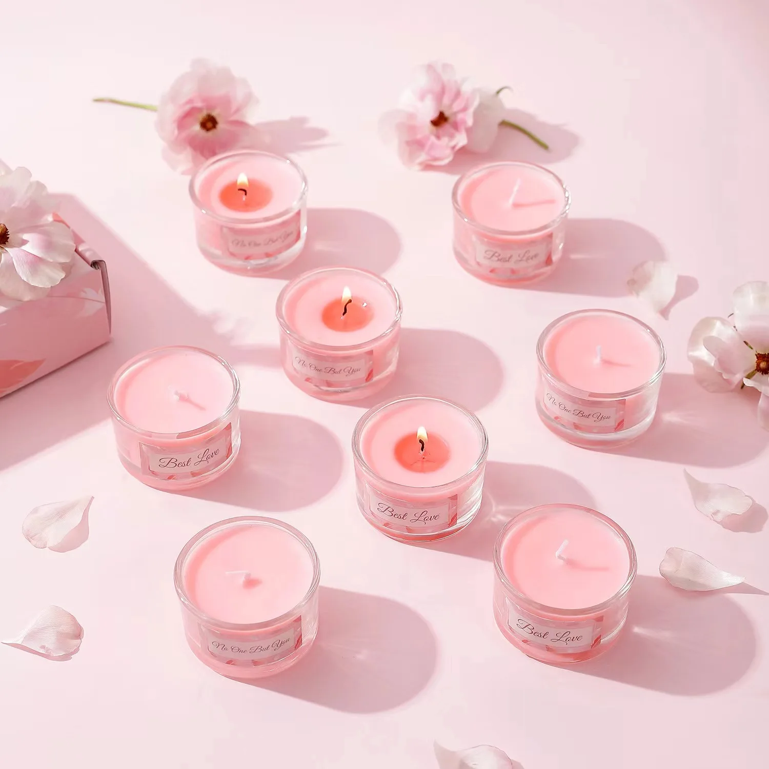 Cherry Blossom Elegance Sakura Candle Scented Candles Pink Soy Wax Candle Gift Set
