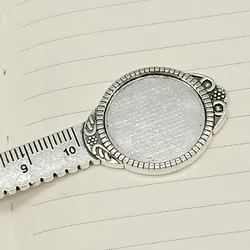 Antique Silver tone/Antique Bronze Classic Ruler Bookmark Pendant Charm   20mm Cabochon/Cameo Base Setting Tray Bezel