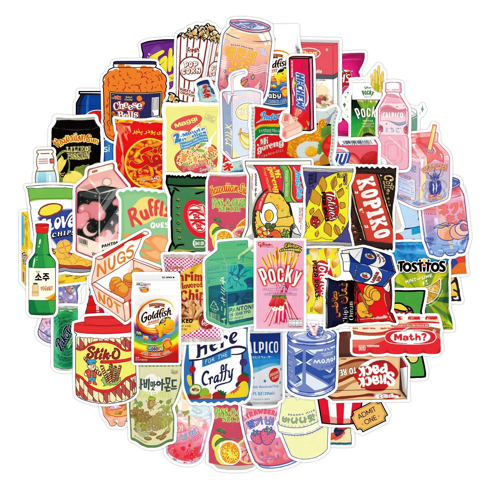 100PCS Snack Packaging Graffiti Stickers Decorated Suitcase Guitar Sticker Notebook Lunch Box Diy Waterproof Stickers Wholesale