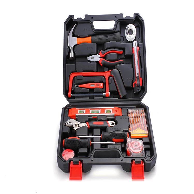 19pcs High Quality Plastic Box Storage Home Use General Household Maintenance Hand Tool Kit DIY Hand Tools Set In Cases
