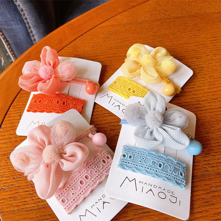 
 В Корейском стиле; Новое Стильное платье для детей с эластичной резинкой с цветами и кружевом зажим хлопки милые женские аксессуары для волос Дети хвост держатель для девочек  