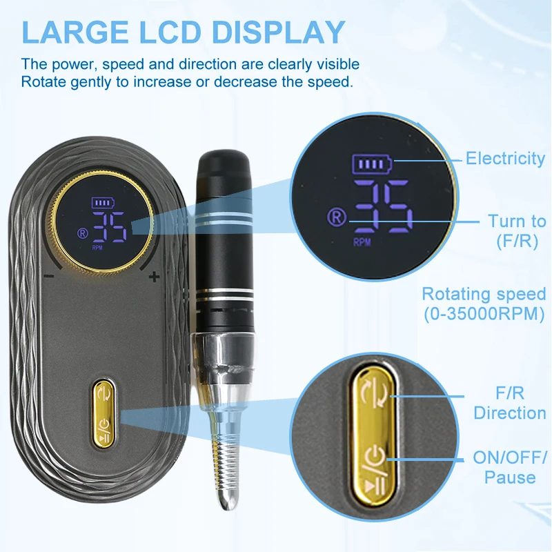 36w nail drill machine 35000rpm professional pedicure and manicure equipment Nail Drill Strong