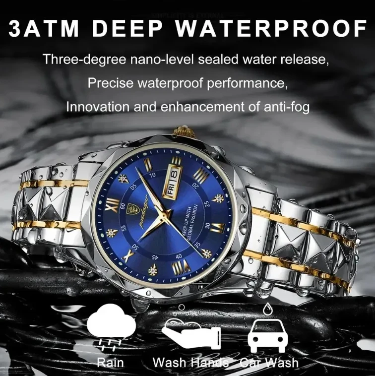 NJC Poedagar 615 New Arrivals Fashion Luxury Men Watch Stainless Steel Wristwatch Waterproof Luminous Quartz Watches For Men