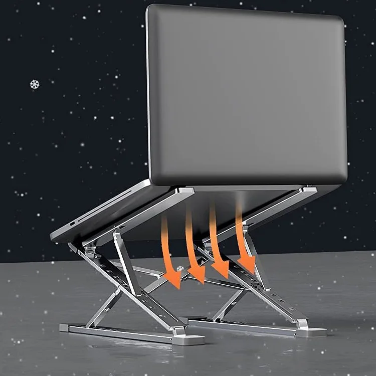 Great Roc Custom logo portable aluminum 2 layer height adjustable portable foldable ergonomic notebook laptop stand