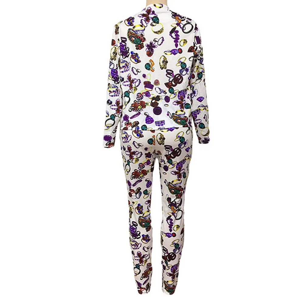 
YHK9106 floral print short coat and pencil pants casual 2 piece women outfit set 