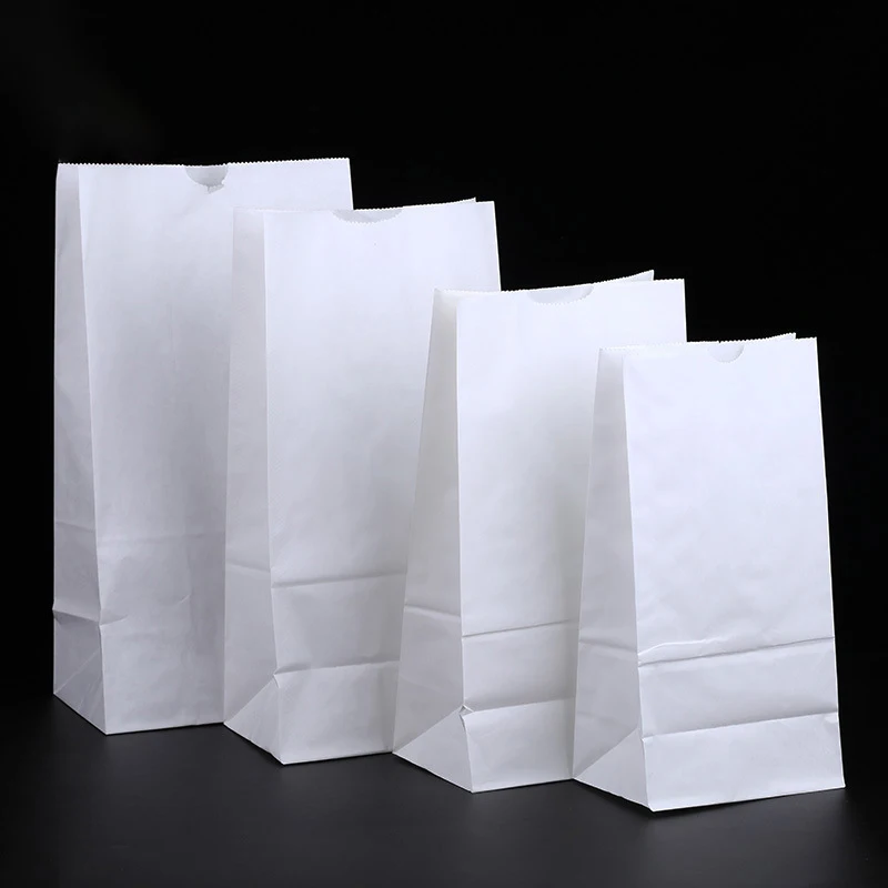 Wholesale square bottom kraft paper bag baking bread pastry takeaway food bag kraft doggy bag