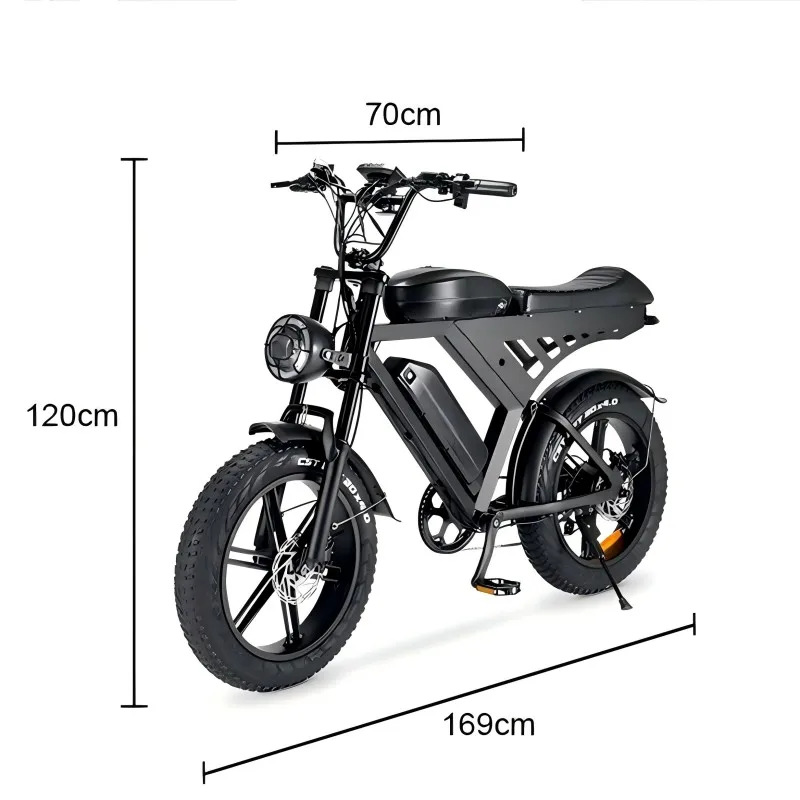 500W Retro Electric Moped Bicycle Enduro Ebike 48V 73 Electric Fat Tire 13AH Battery V30 Model 2000W Rear Hub Disc Hydraulic