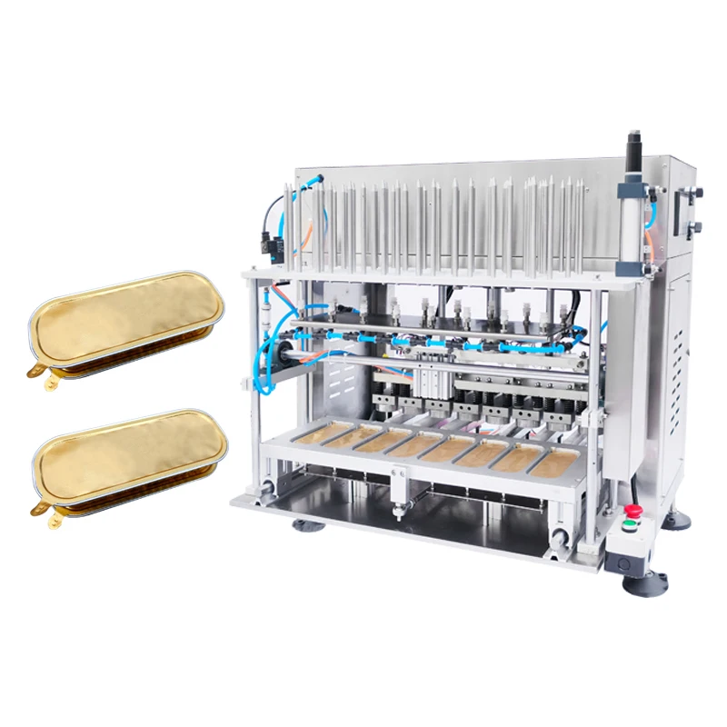 8 Trays Industrial Automatic Aluminum Foil Lunch Box Packaging Machine Sealer Machine for Food Fruit