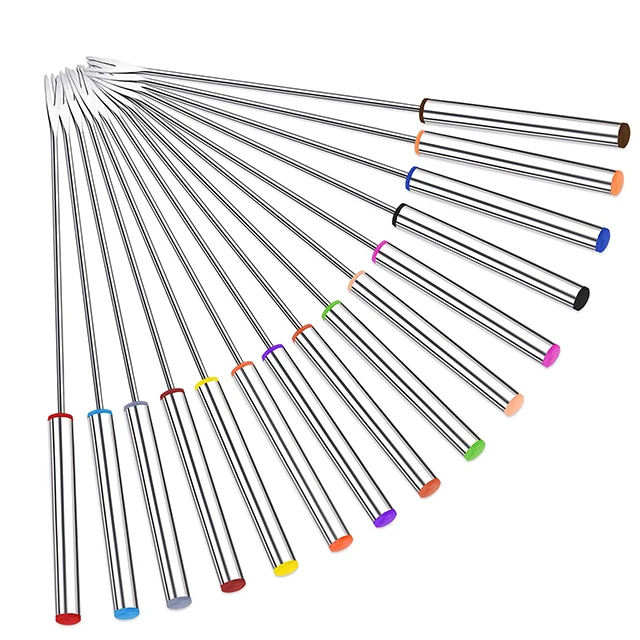 Kitchen Accessories Stainless Steel Fondue Forks Cheese Chocolate Fondue Forks With Heat Resistant Handle