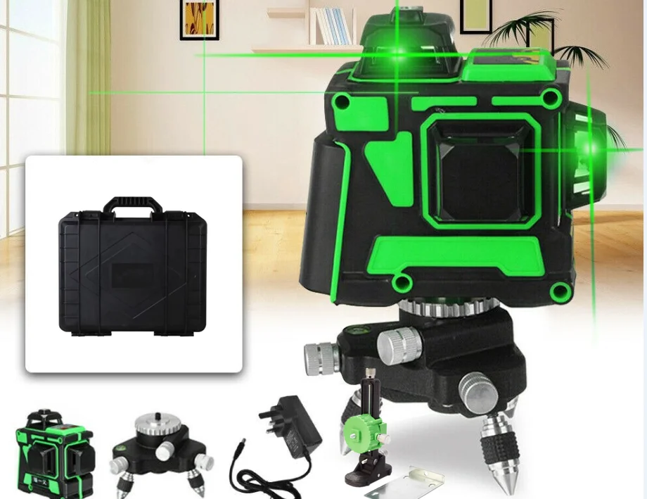 Automatic Self Leveling 360 Rotating Rotary 3D Laser Multi Cross Line Red Green Beam Laser Level 3D 12 Lines Meter