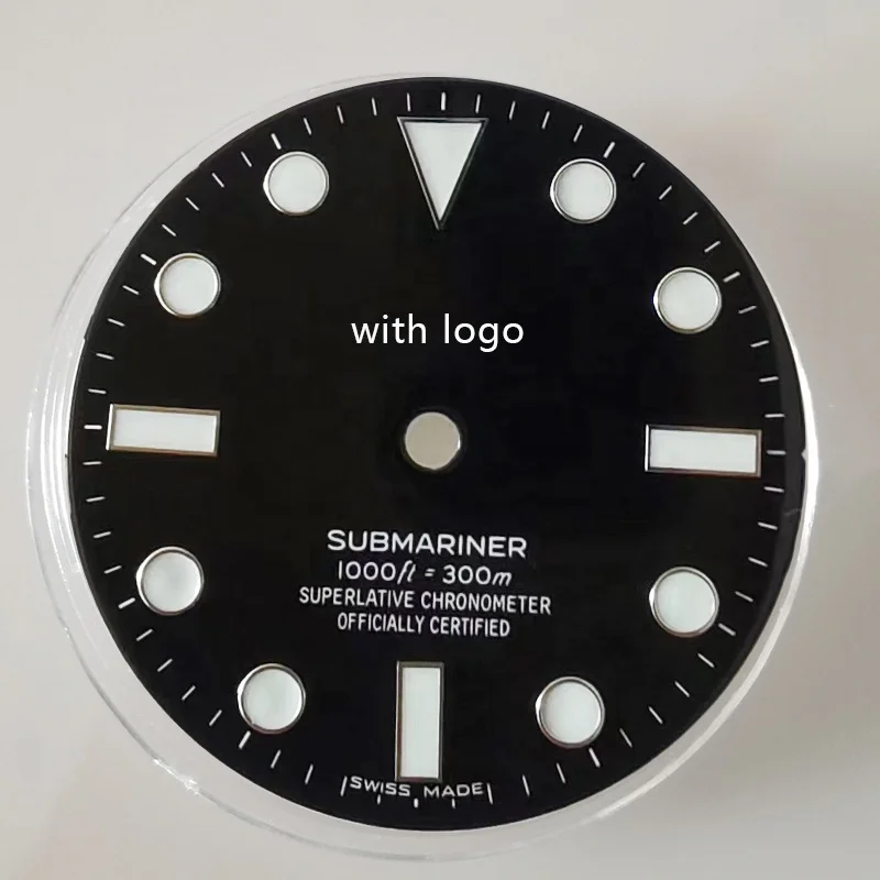 Blue Luminous 28mm SUB No Date Window Black Dial Watch Dial for 2836 3130 Movement 40mm watch case