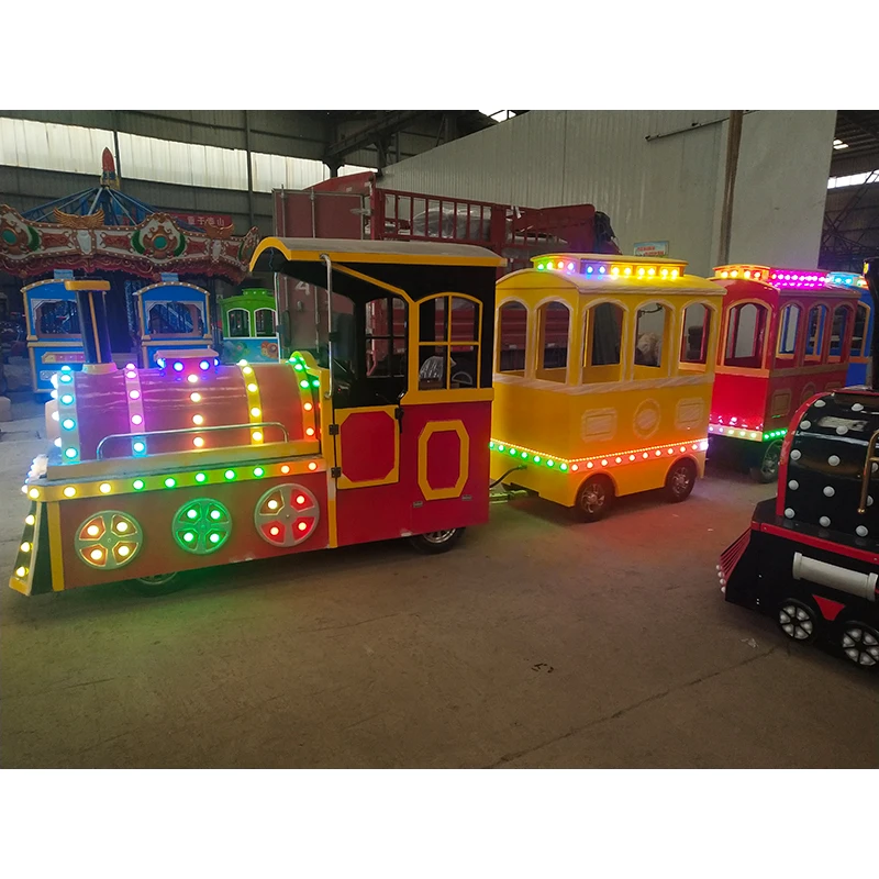 Electric Amusement Park Equipment Kids Riding Trackless Train Tourist Attraction Rides Family Games