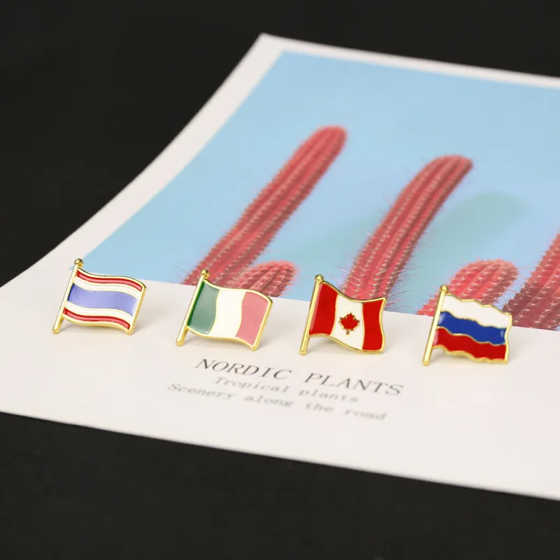 Custom Country Flags Printed Enamel Pin Metal Lapel Pins For Clothes