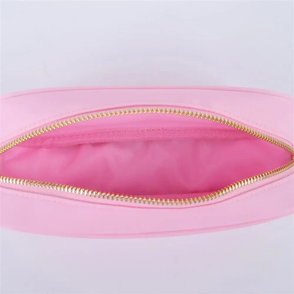 Keymay New Design Low MOQ Back to School Gift Personalized Letter Patch School Pencil Case Classic Slim Pouch Nylon Pencil Case