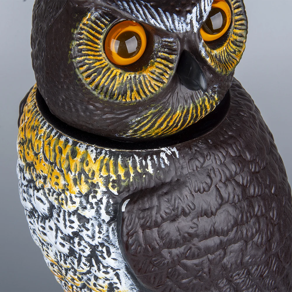 Wholesale garden guard reallike decor plastic owl head turn waterproof ornamental intelligent smart  owl bird scarer