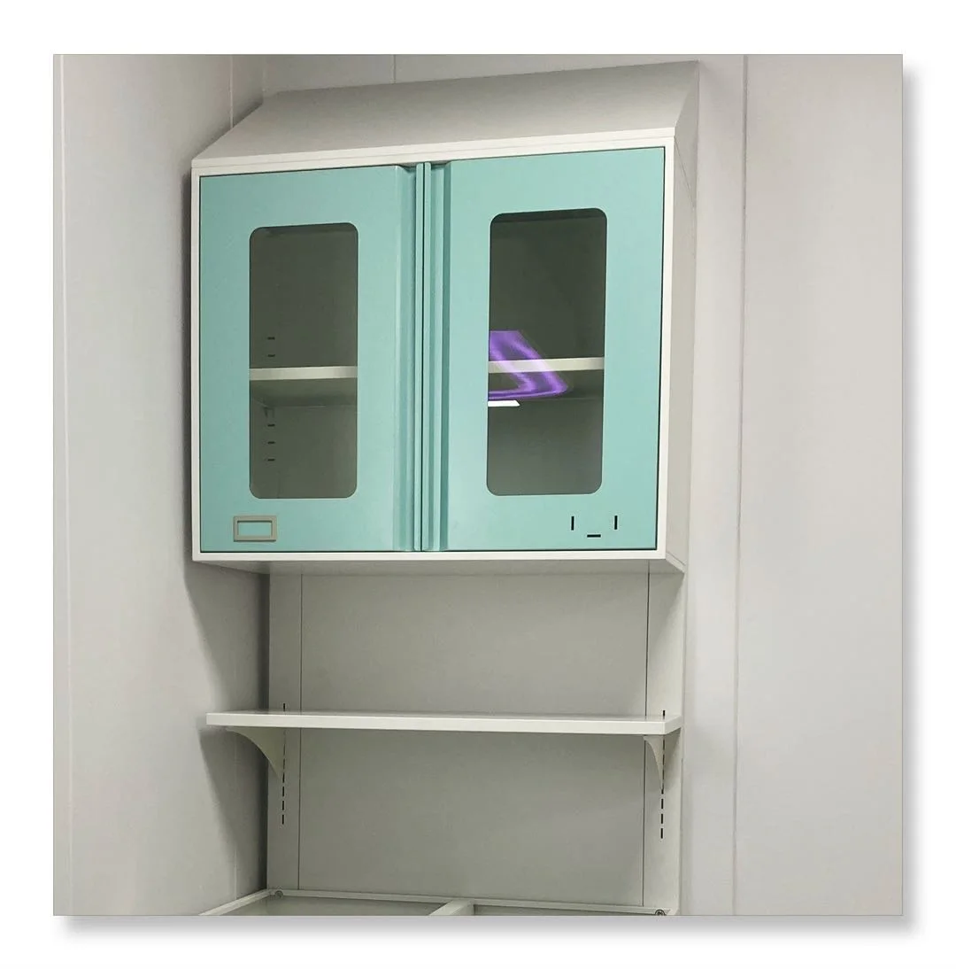 Medical Furniture Work Bench with Wall Cupboard Cabinet Work Bench Hospital Pharmacy Lab Work Bench