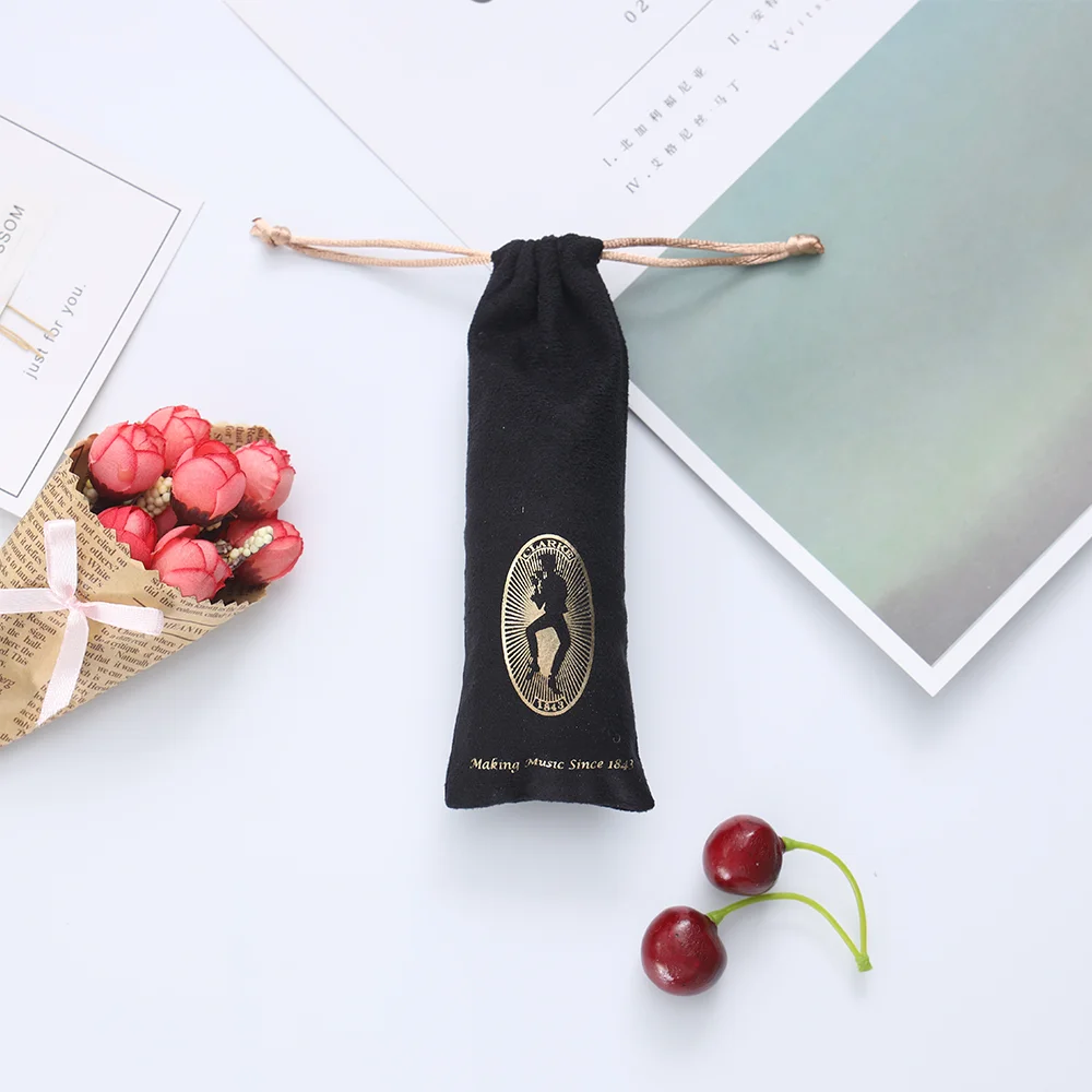 Strict Quality Control Reusable Luxury Black Pen Bag Drawstring Suede Microfiber Jewelry Pouches
