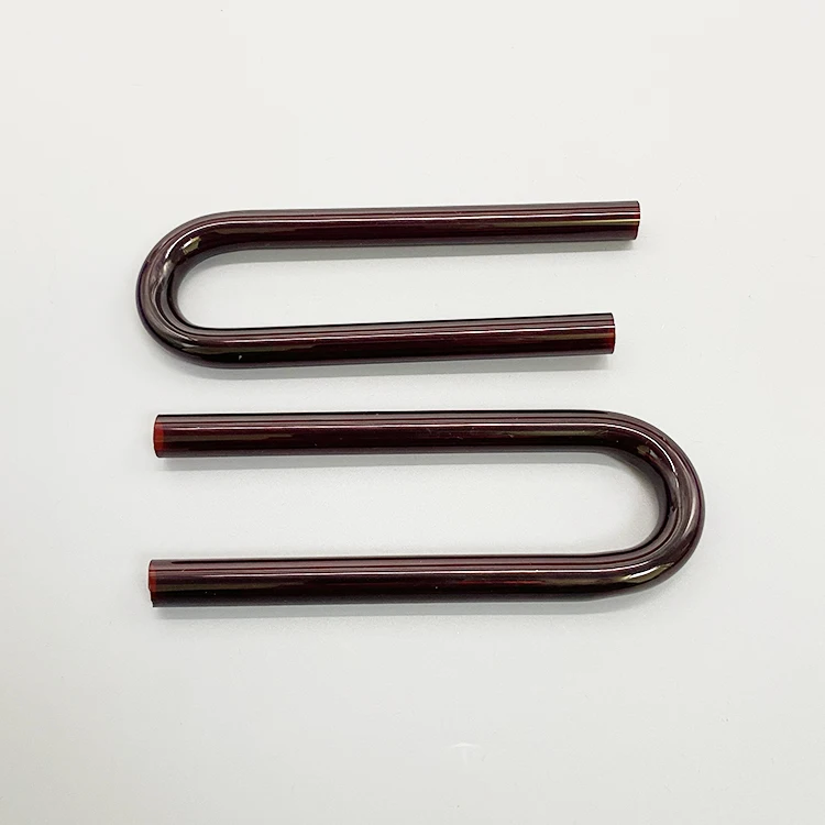 U-shaped red high temperature resistant quartz glass tube