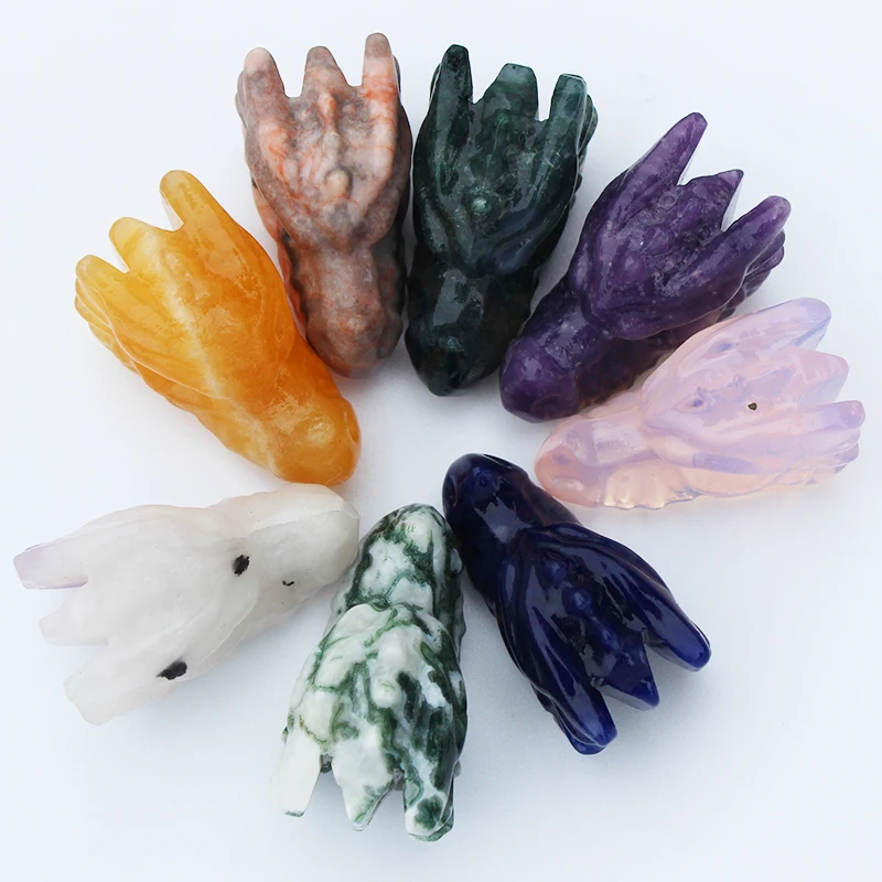 Wholesale  Various Natural Crystal Carving Gemstone Dragon Head Skulls For Decoration