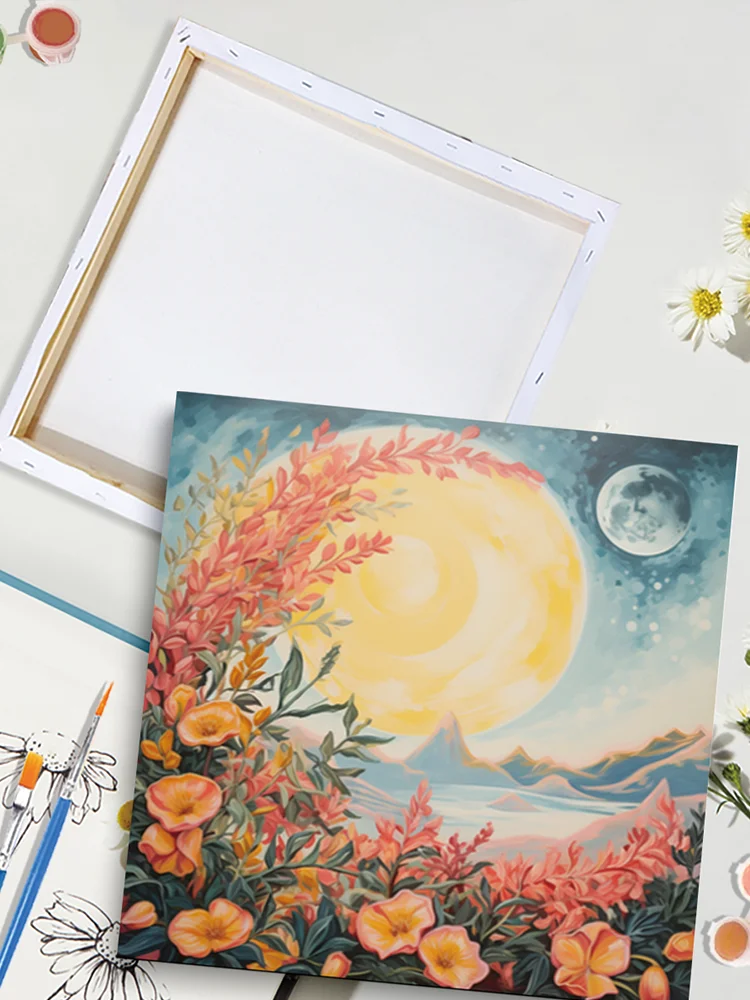 CHENISTORY Painting By Numbers Cartoon Abstract Flowers Beginner Kits Easy To Paint Diy Crafts Kits Sun Picture For Home Gift