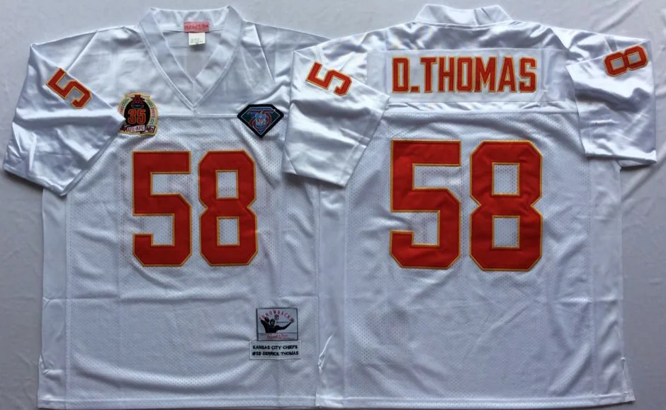 75th Vintage Retro Football 58 Derrick Thomas Jerseys 16 Len Dawson 19 Joe Montana 32 Marcus Allen Jersey