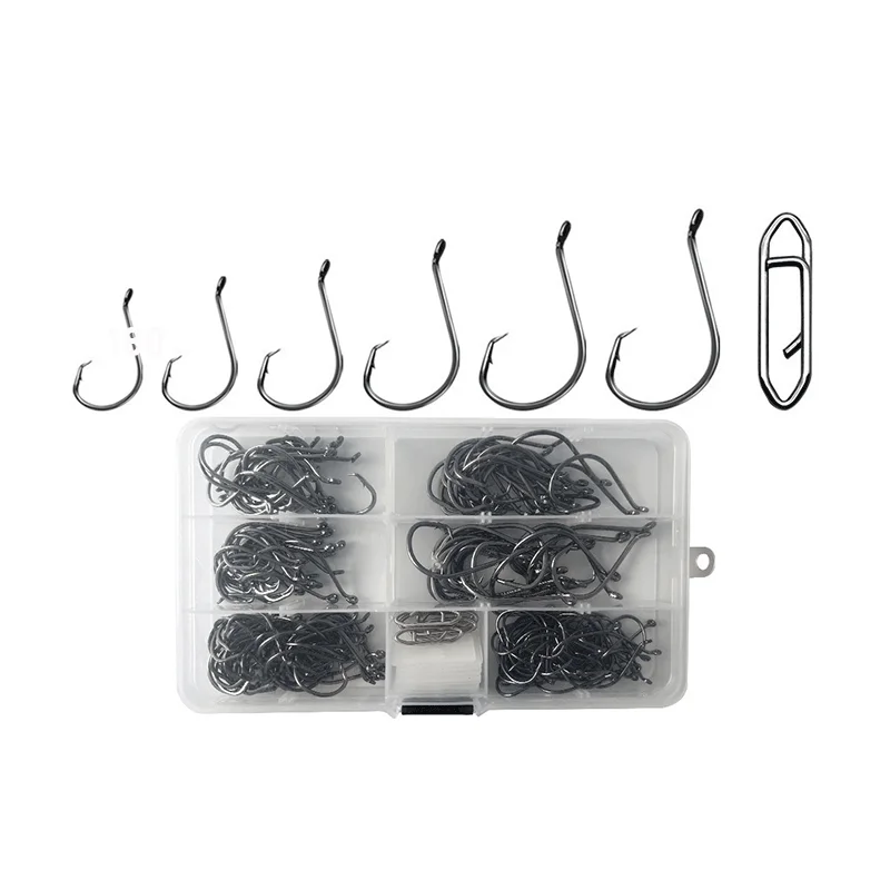 180 pcs box Saltwater Fishing Circle Jig Hook Steel Carp Fishing Jig Hooks Fishhooks 1/0 2/0 5/0 Pesca Fishing Tackle Tool Hooks